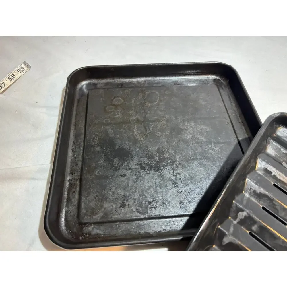 Vintage Metal Roasting Pan with Drip Tray